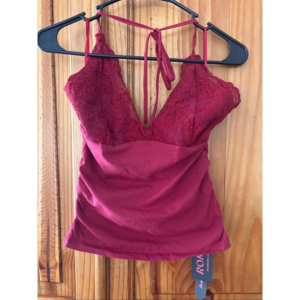 NWT Romwe Dark Red Halter Camisole